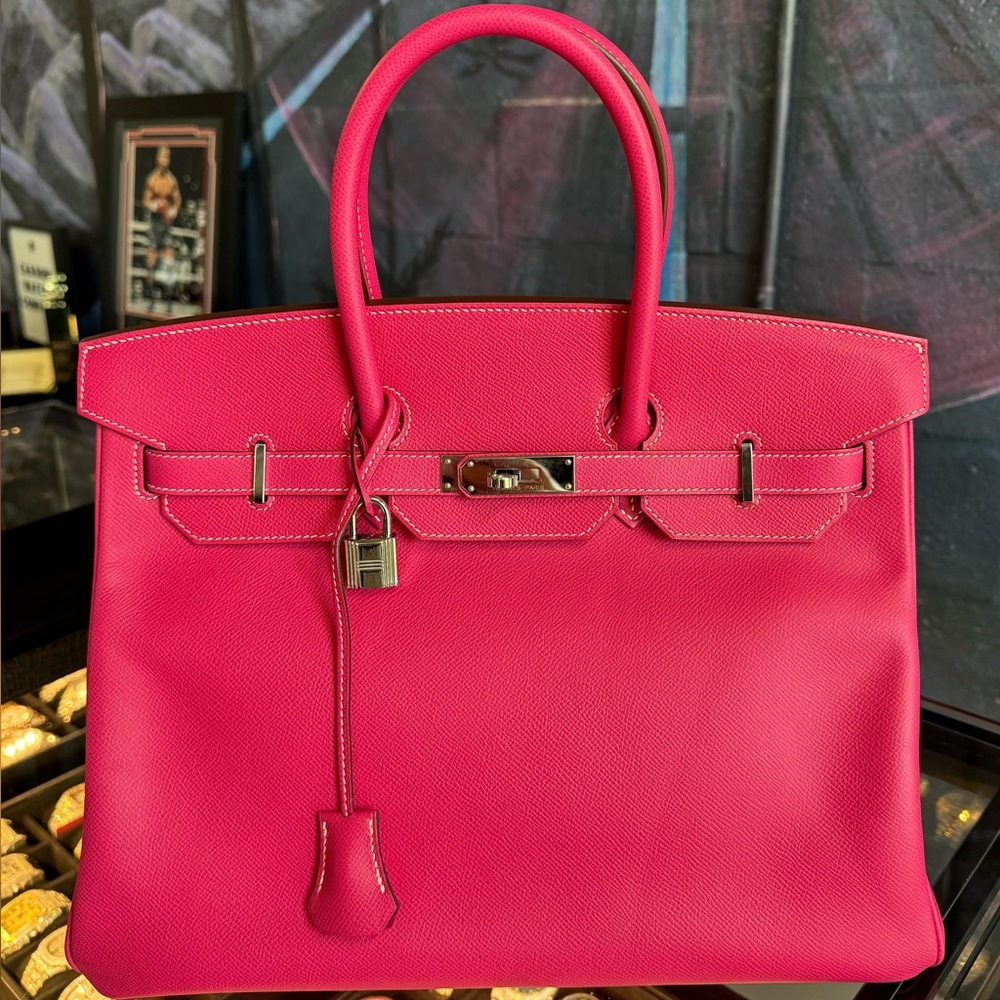 HERMES BIRKEN BAG! 
Size 35 
Pink Epsom Color with Silver Hardware